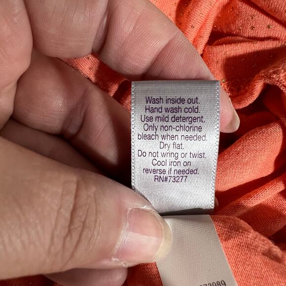 Jennifer Lopez Womens T Shirt Top Orange with Gold Accents Short Sleeve Small - Picture 9 of 9